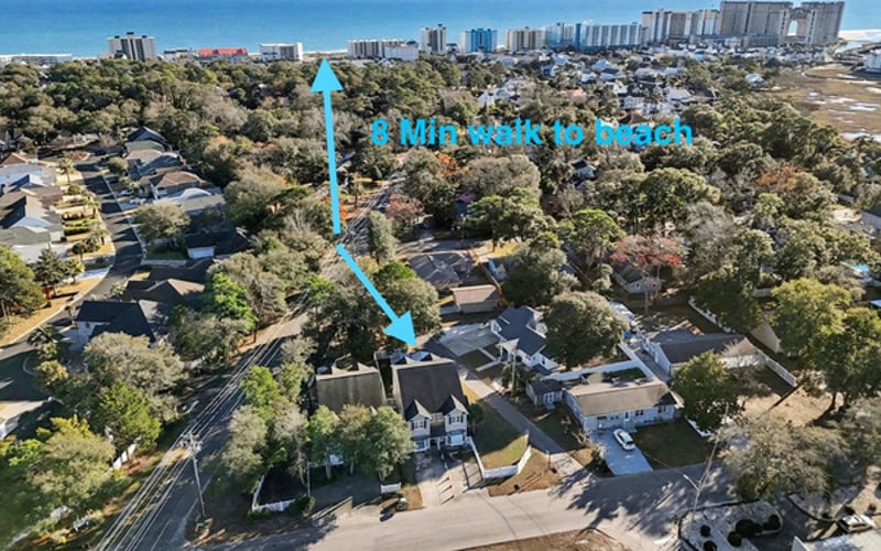 Bird's-eye view — just an 8-minute walk from the house to the sand in Windy Hill, North Myrtle Beach