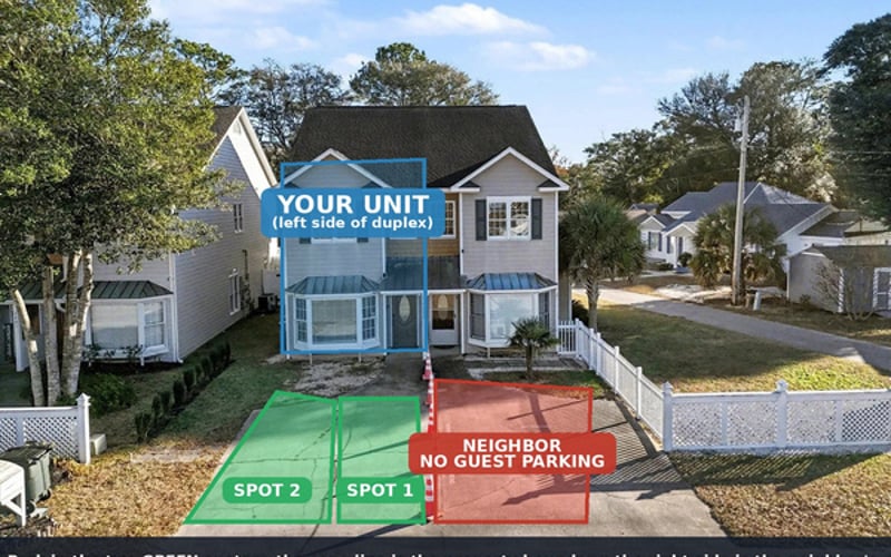 Free private parking for 2 cars right at your door — no street parking, no permits, no hassle. Just pull into the driveway and start your North Myrtle Beach getaway.